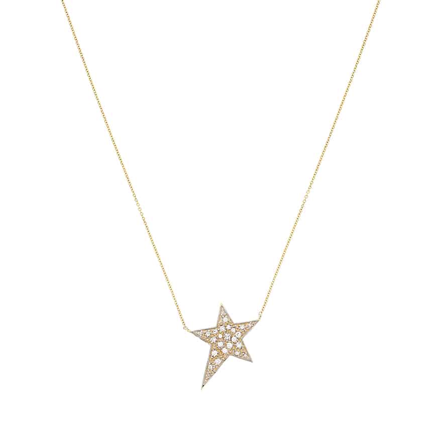 14KT GOLD & DIAMOND SLANTED STAR NECKLACE - Dee Berkley Jewelry