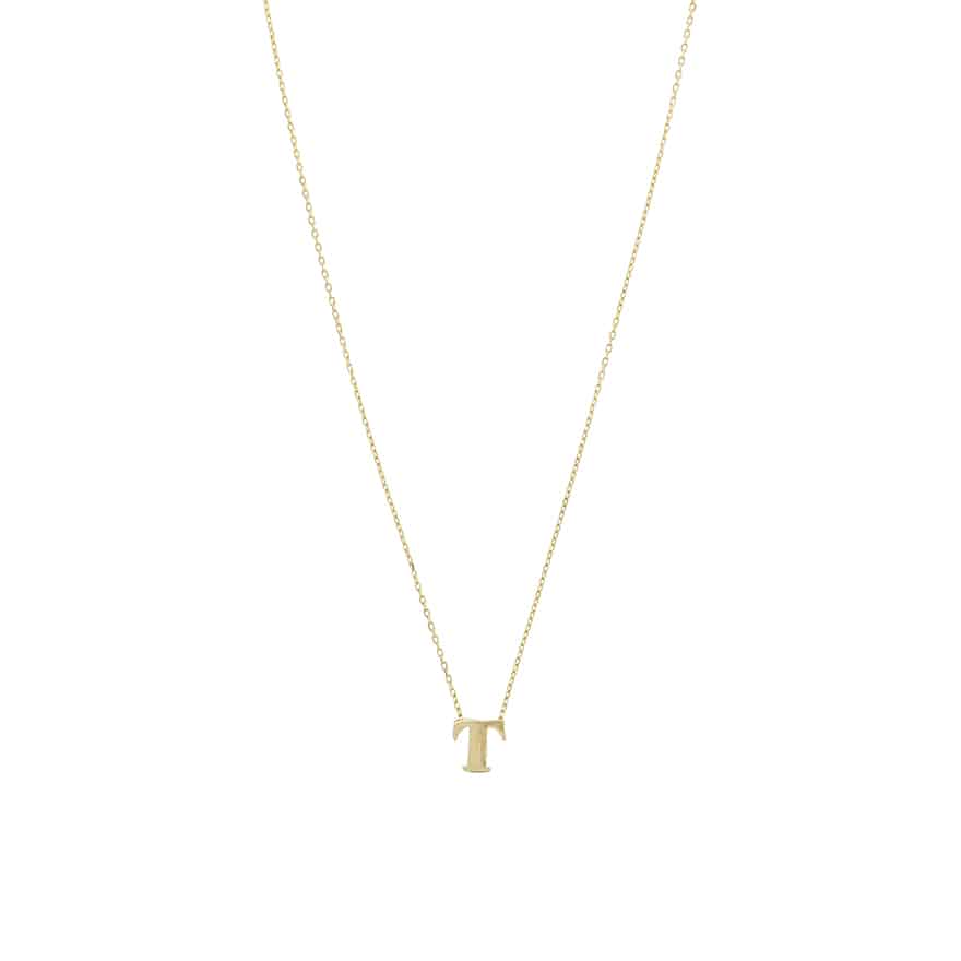 14K Gold Block Letter Initial T Necklace RCT10969-18 | Fairfield Center  Jewelers | Fairfield, CT